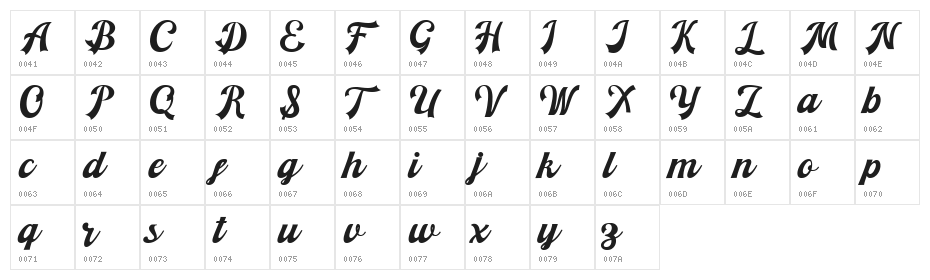 Lekcra Crubop Free Regular Character Map
