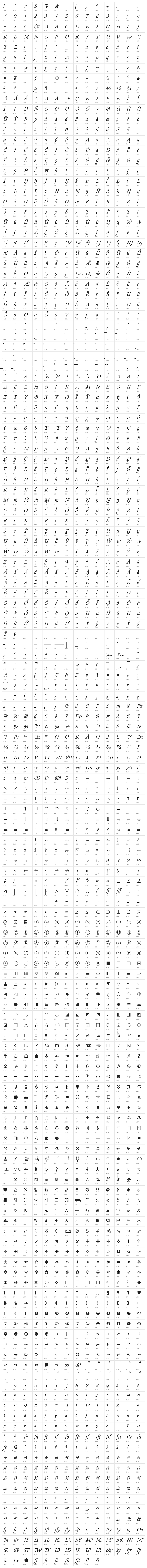 Lekhana Italic Character Map