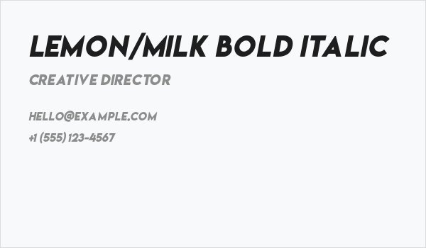 Lemon/Milk bold italic Business Card