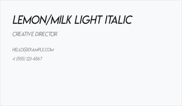 Lemon/Milk light italic Business Card