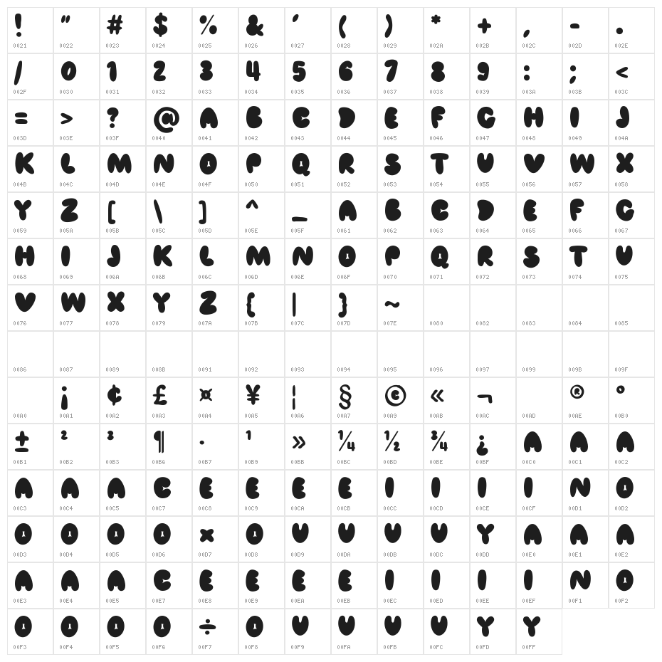 Lempo Regular Character Map