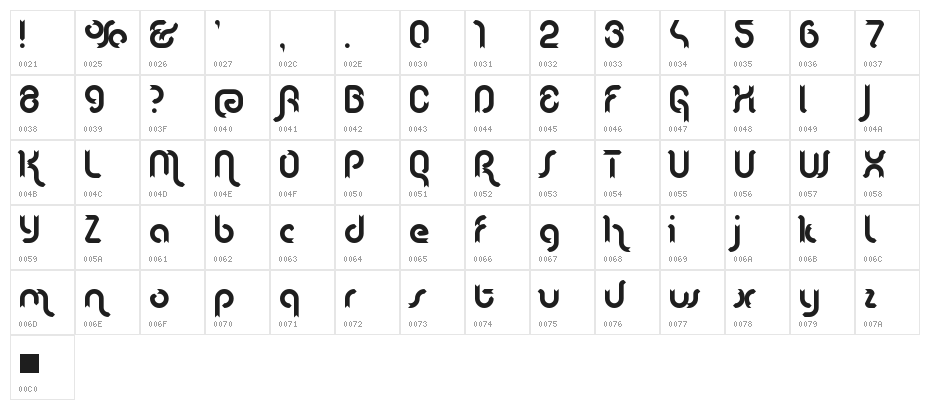 Lenta Regular Character Map