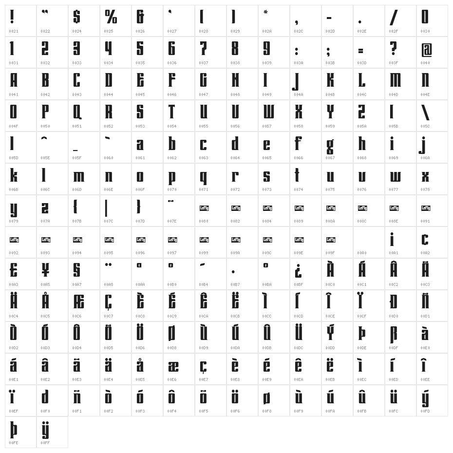 Lenteroos Character Map