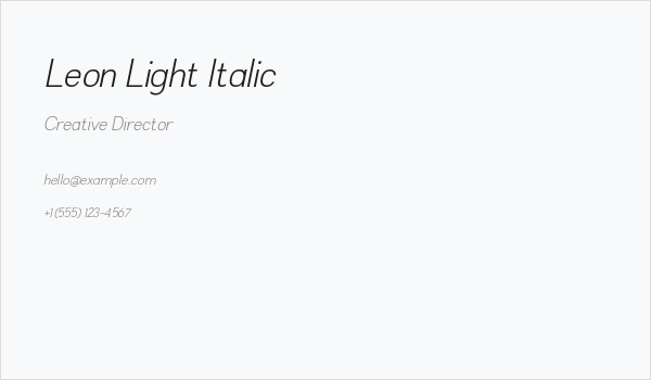 Leon Light Italic Business Card