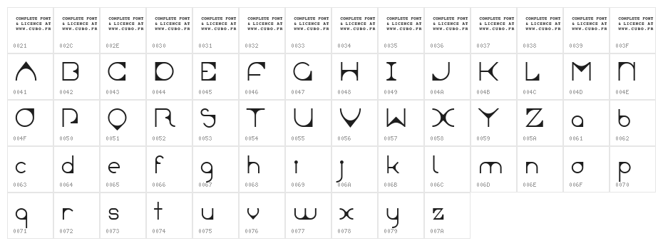 Leonardian-Sample Character Map