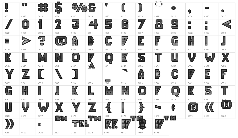 Lephnia Display Caps Regular Character Map