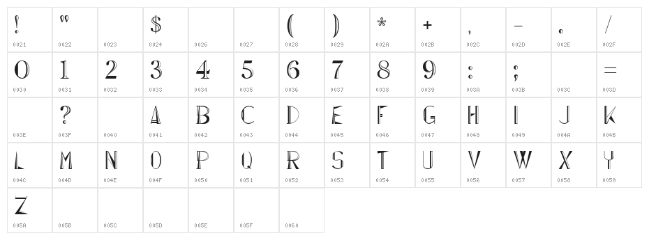 Lepinado Line Character Map