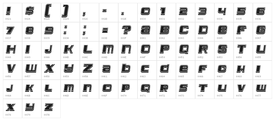 Leprosy 3D Filled Italic Character Map