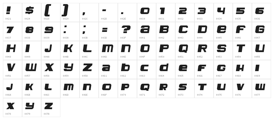 Leprosy Italic Character Map