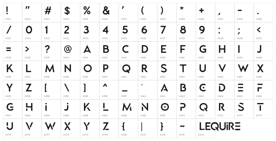 LequireDEMO Character Map