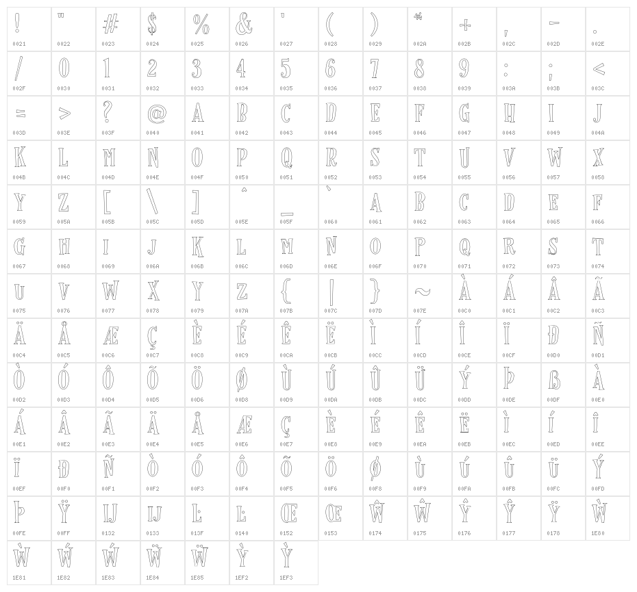 LesPaul-Outline Character Map