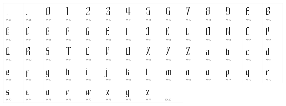 Lesham Character Map