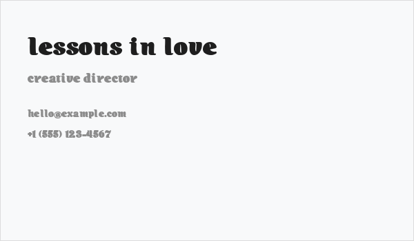 Lessons in Love Business Card
