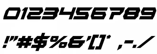 Lethal Force Condensed Italic Font OTHER CHARS