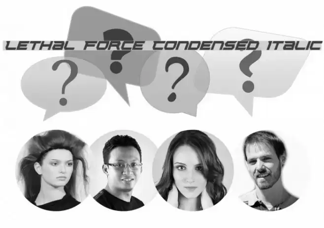 Lethal Force Condensed Italic Font examples