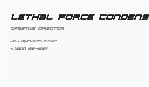 Lethal Force Condensed Italic Business Card