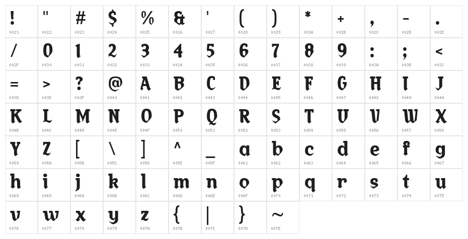 Lethalik Demo Regular Character Map
