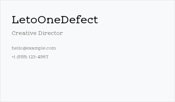 LetoOneDefect Business Card