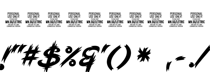 Letric PERSONAL USE ONLY Regular Font OTHER CHARS