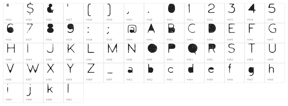 Letrograda Character Map
