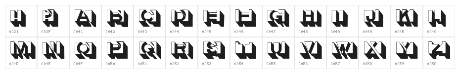 LetterBuildingsTHREE Character Map