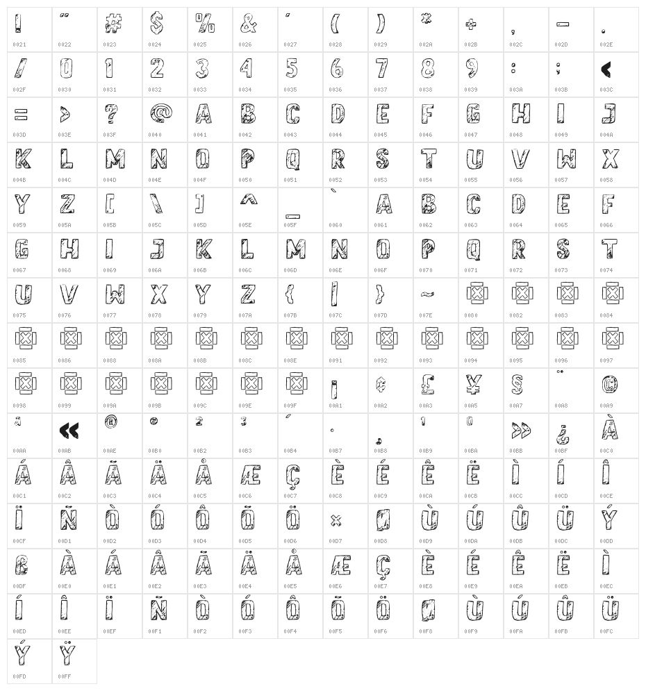 LetterSketch Character Map