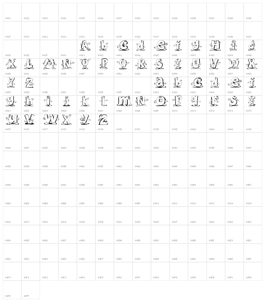 Letterbeings Character Map
