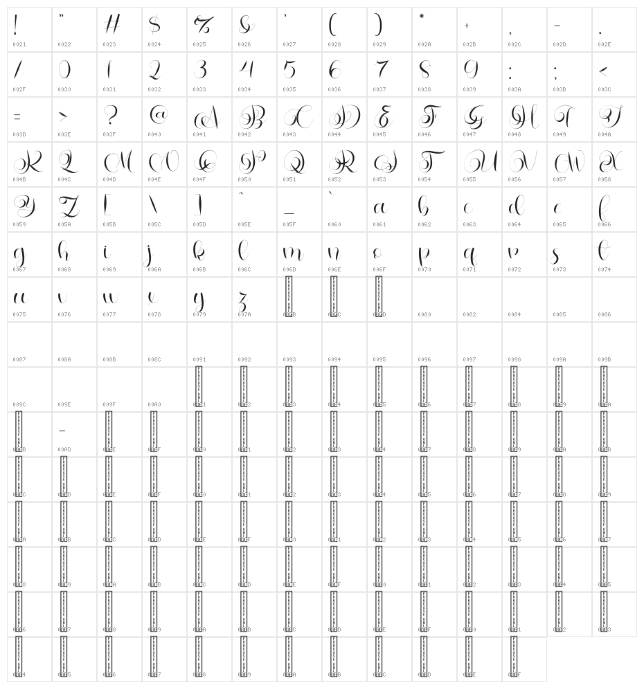 Letterhear Personal Use Character Map