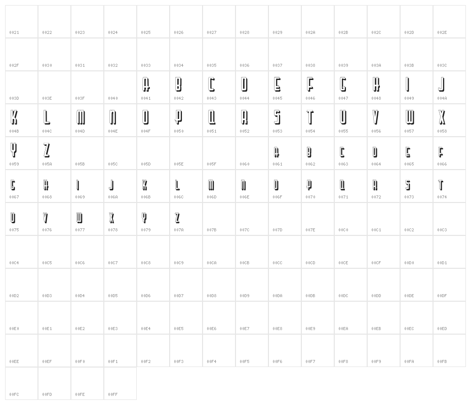 LetteringDecoShadow Character Map
