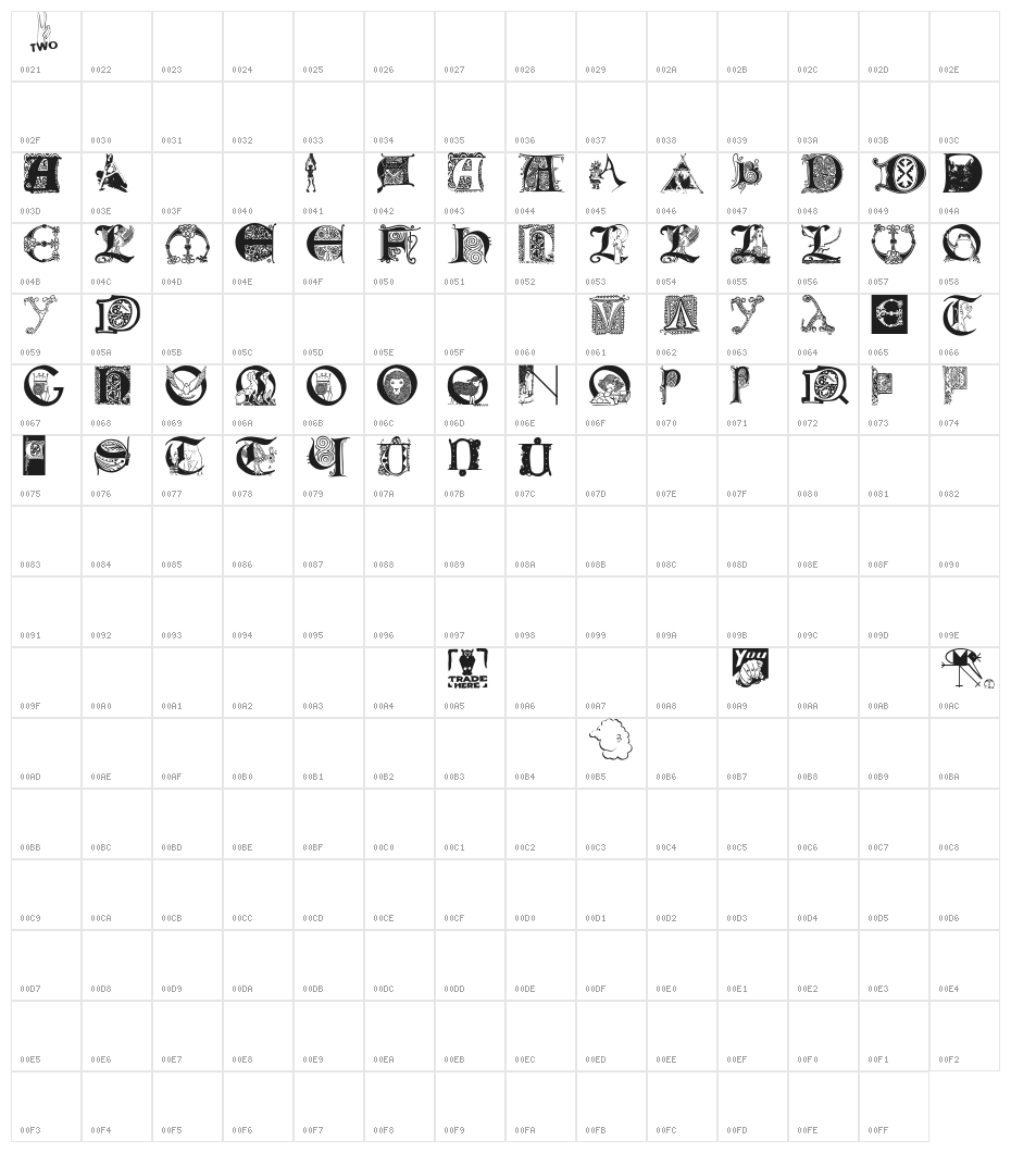 LettersBats Character Map