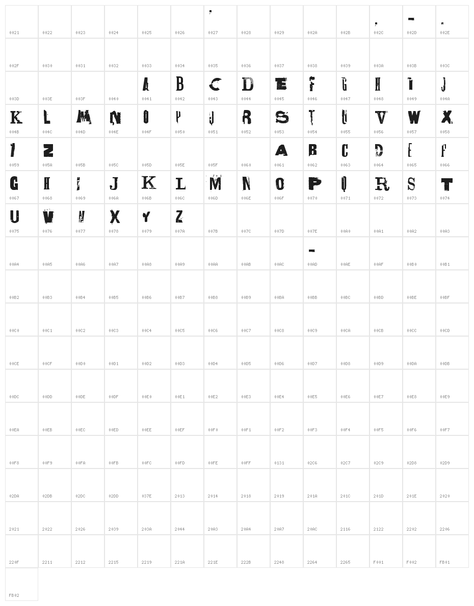 Lettrisme Character Map