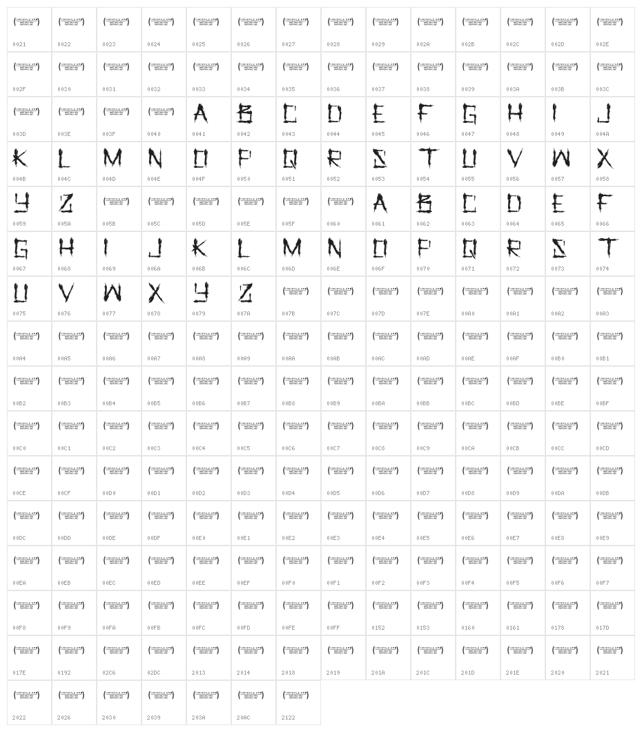 LetusPray-Regular Character Map