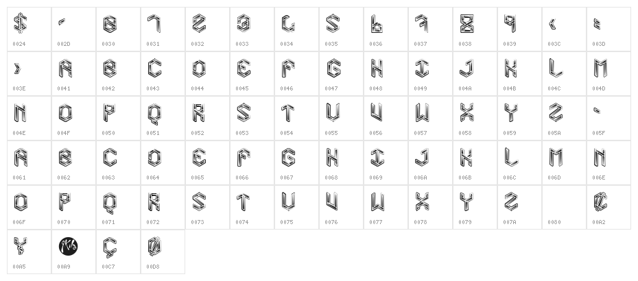 Level 01 Bold Character Map