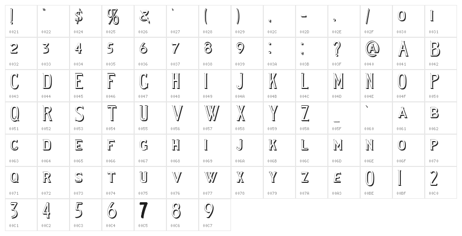 LewishamShadowII Character Map