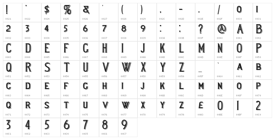 LewishamShadowed Character Map