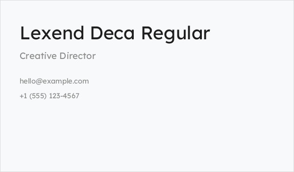 Lexend Deca Regular Business Card