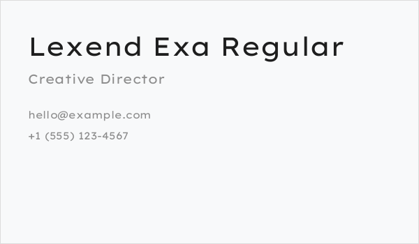 Lexend Exa Regular Business Card
