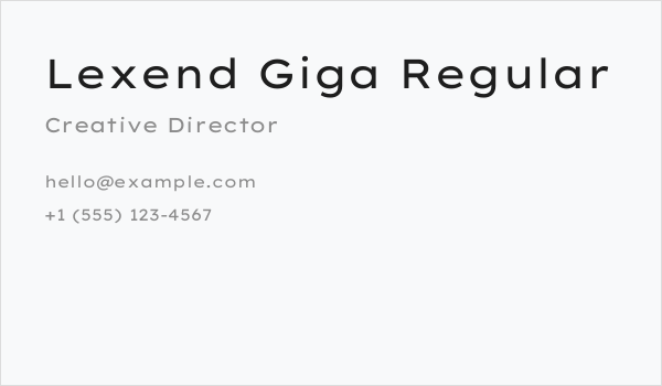 Lexend Giga Regular Business Card