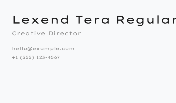 Lexend Tera Regular Business Card