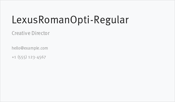 LexusRomanOpti-Regular Business Card