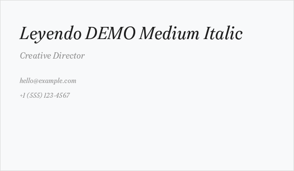 Leyendo DEMO Medium Italic Business Card