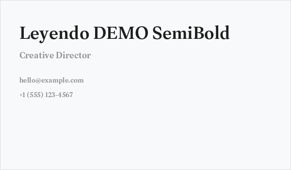 Leyendo DEMO SemiBold Business Card