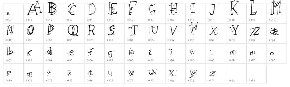 leaping typewriter Regular Character Map