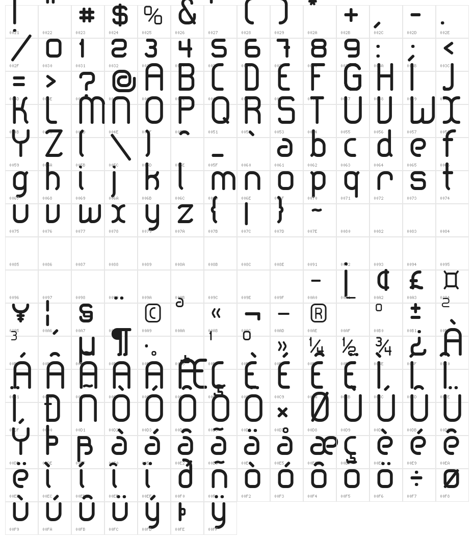 lerotica-regular Character Map