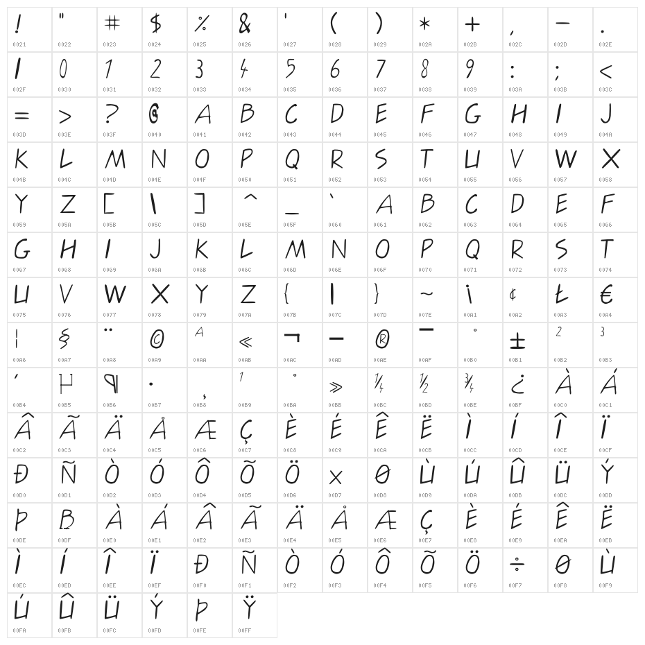 letterng-medium Character Map