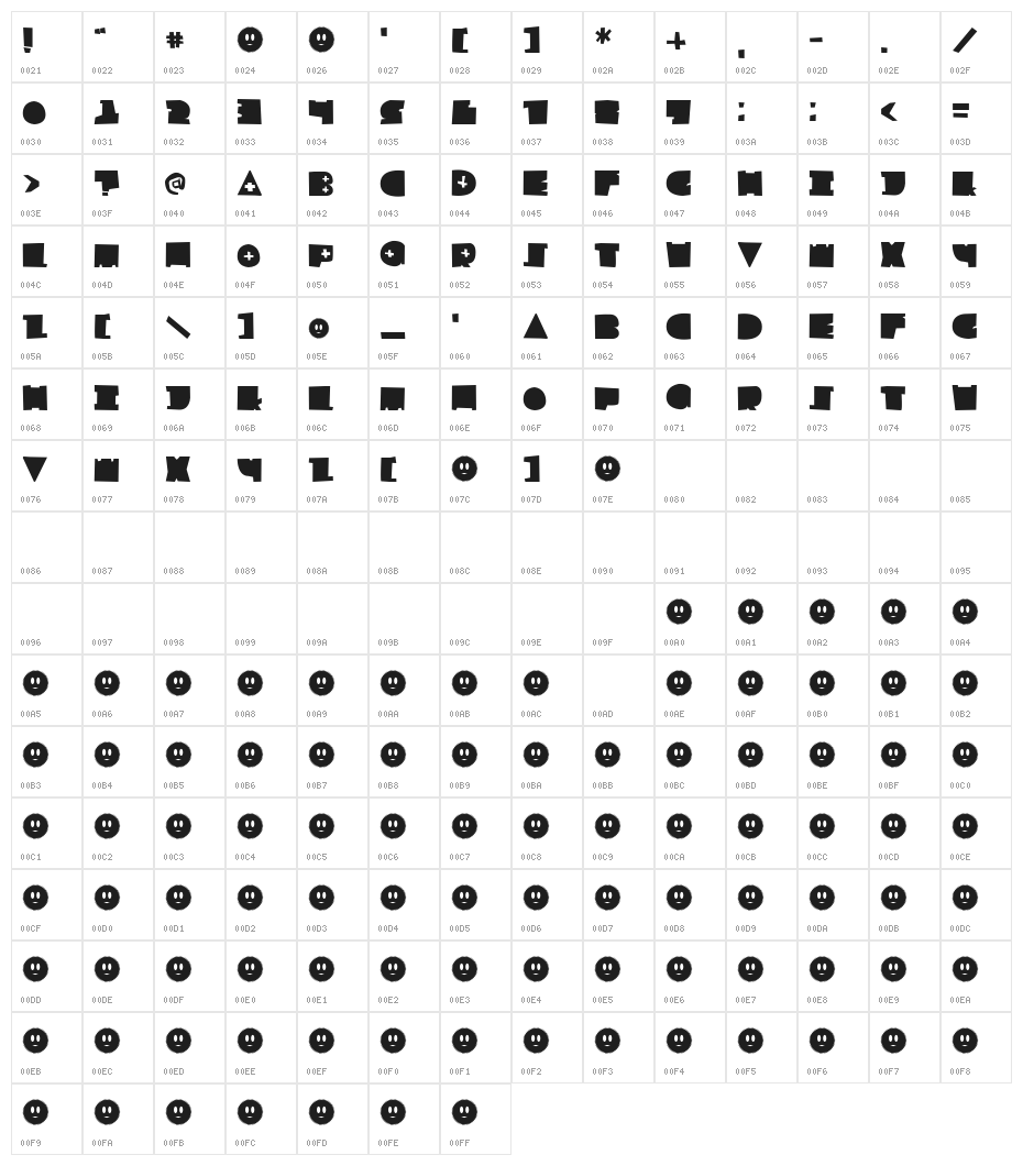 LF Childsplay Character Map