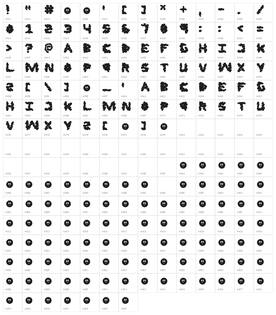 LF Jazzcloud Character Map