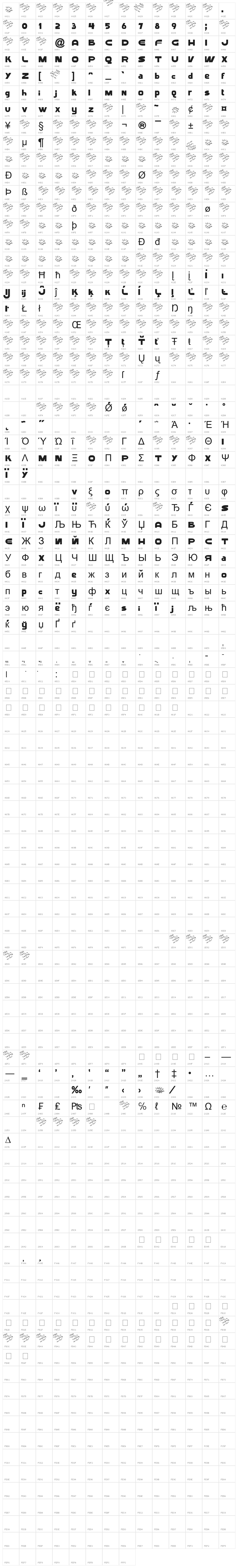 LGFTERRADEMO-Regular Character Map
