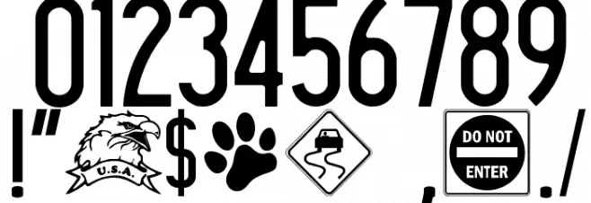 LICENSE PLATE USA Шрифта ДРУГИЕ символов