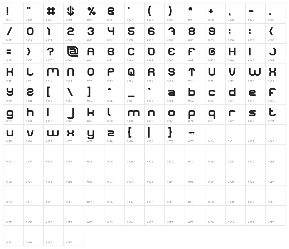 LIFE FOR FUN Bold Character Map